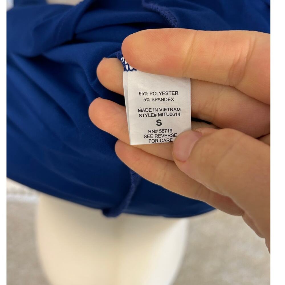 Notations Women's Size S Royal Blue Ruffle Sleeve Half Zip Blouse #0392 - Picture 7 of 10